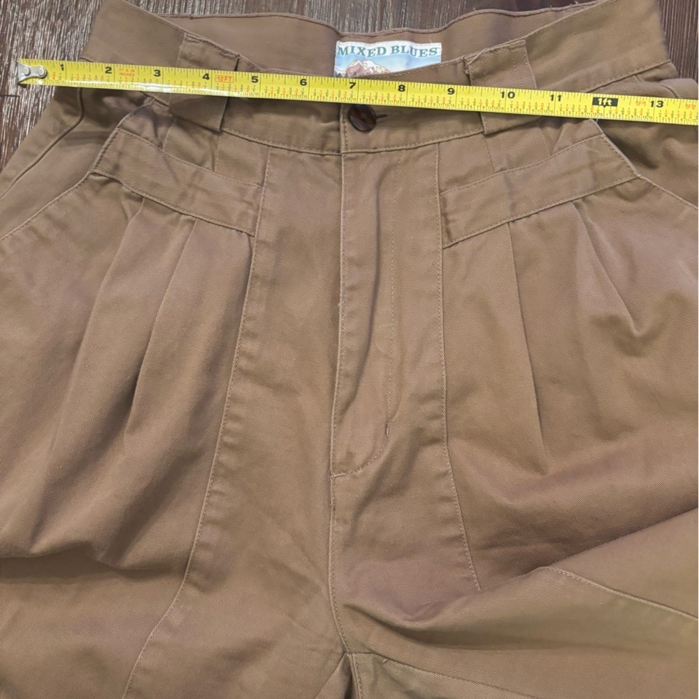 Y2K KHAKI HIGH WAIST CARGO PANTS PLEATED SLIGHT BARREL LEG BY MIXED BLUE SIZE 7 - Picture 12 of 15
